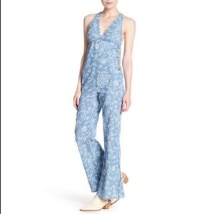 Free People Floral Blue Jumpsuit Romper